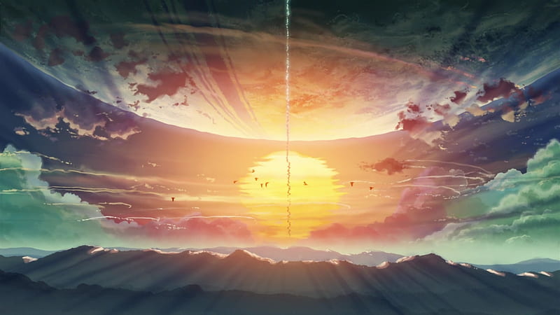 Anime, Landscape, Sun, 5 Centimeters Per Second, HD wallpaper