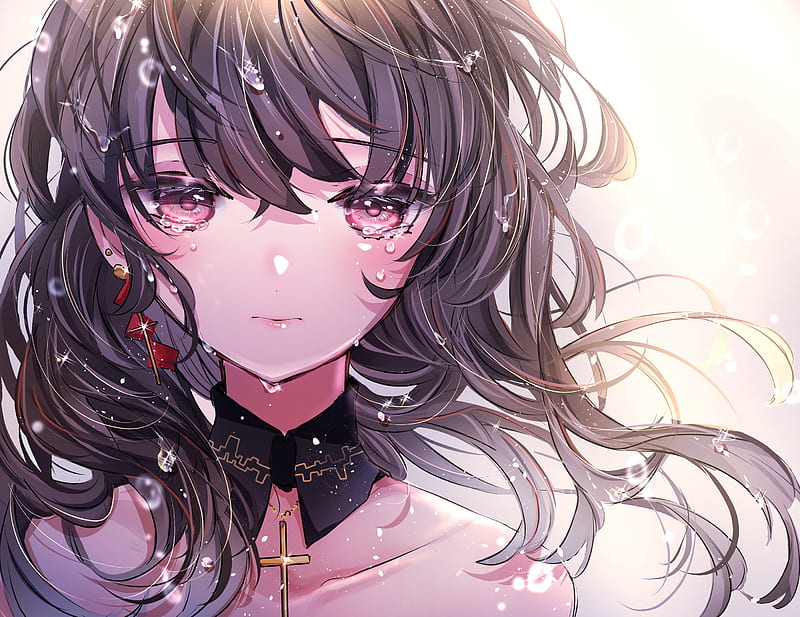 Anime, Original, Black Hair, Crying, Girl, HD wallpaper