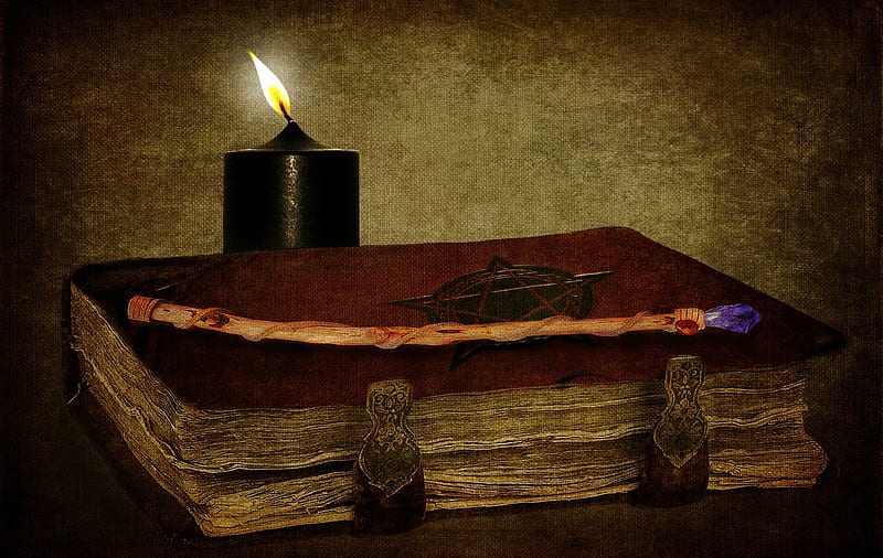old book, book, candle, suspense, ancient, HD wallpaper