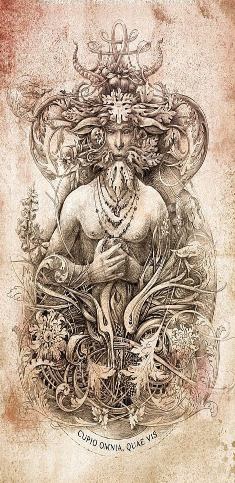 Greenman, beast, god, green, horn, man, nature, pagan, parchment, HD phone wallpaper