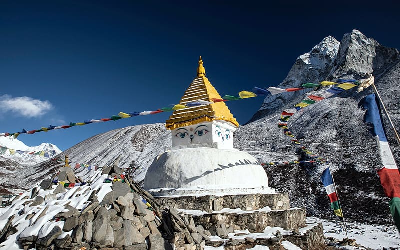 Tibetan Buddhist Stupa Dingboche Plateau Nepal, HD wallpaper