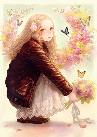 Anime Style Girl and Flowers Painting By Numbers Kit – Hobby Paint-demhanvico.com.vn
