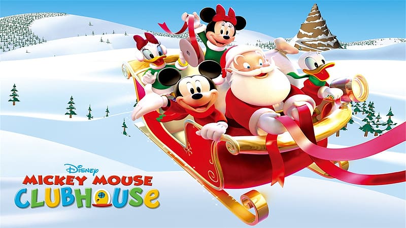 Christmas, Sleigh, Santa, Tv Show, Disney, Mickey Mouse, Donald Duck, Minnie Mouse, Daisy Duck, Mickey Mouse Clubhouse, HD wallpaper