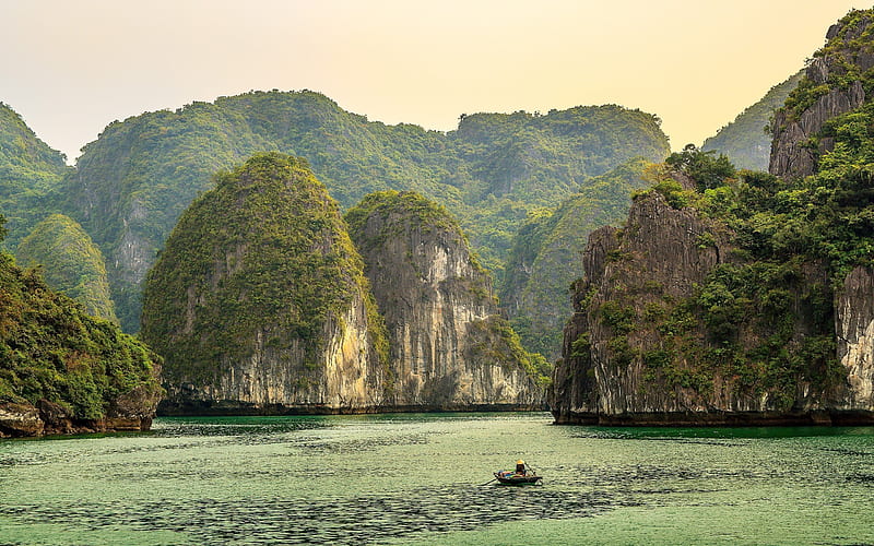 tropical island, islands, vietnam, sea, rocks, long bay, HD wallpaper
