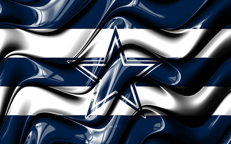Dallas Cowboys flag blue and white 3D waves, NFL, american football team, Dallas Cowboys logo, american football, Dallas Cowboys, HD wallpaper