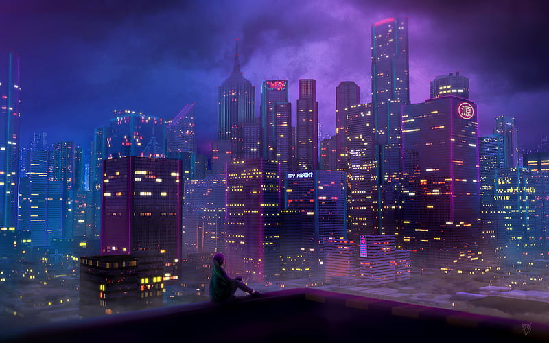 anime cyberpunk city