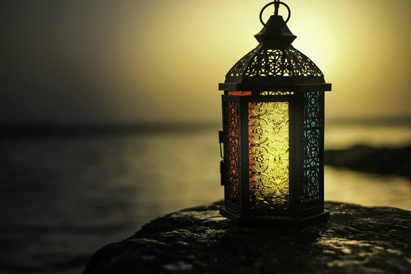 Beautiful Lantern , candle, lovely, lantern, ocean, bonito, sunset, sea, graphy, summer, HD wallpaper