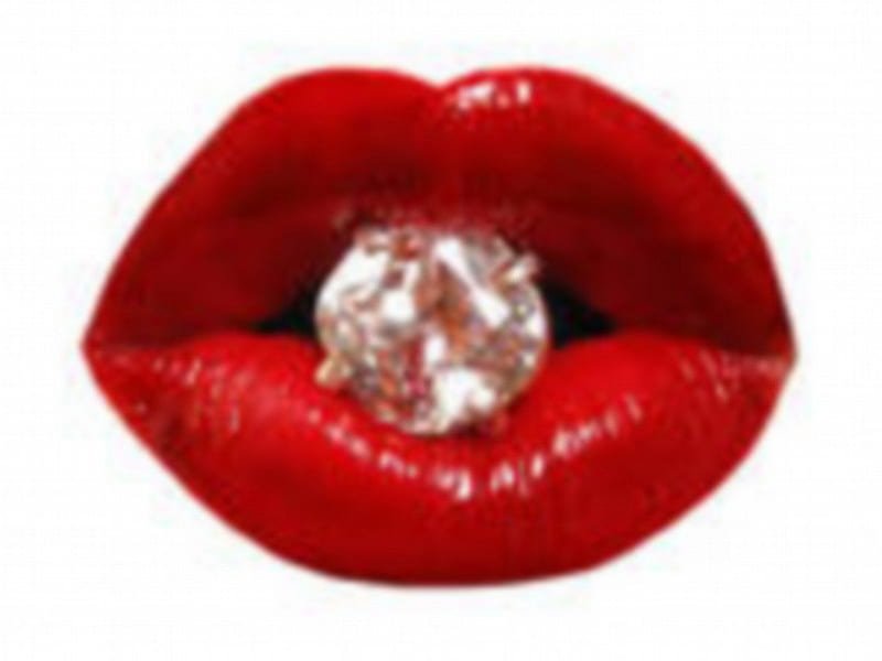 women's best friend, red, lips, diamond, people, HD wallpaper
