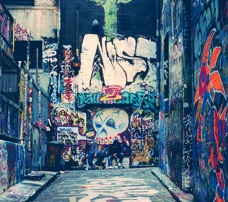Graffiti Street, awesome, cool, nice, ok, party, road, HD wallpaper