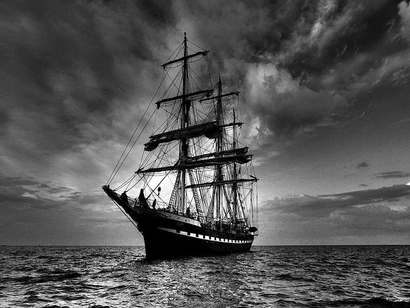 tall ship, mast, tall, ship, ocean, HD wallpaper