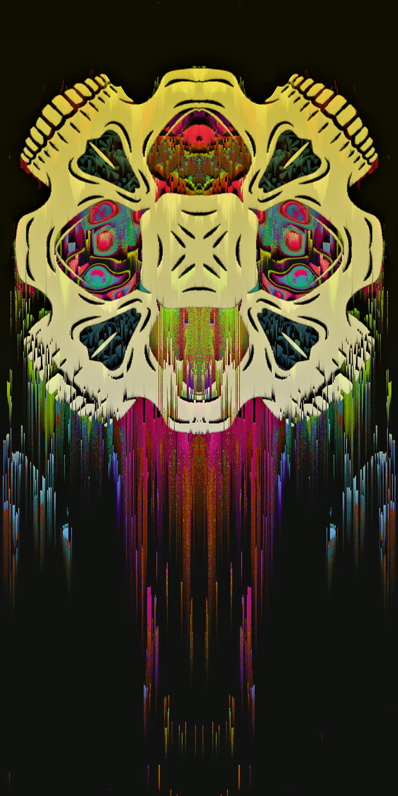 Psychedelic skulls, abstract, art, patterns, HD phone wallpaper