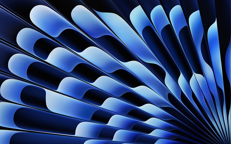 Radial Blue MacOS Sonoma Sector Design Background, HD wallpaper