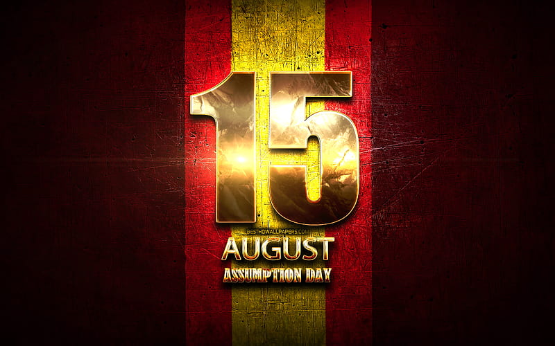 Spain, Assumption Day, August 15, golden signs, spanish national holidays, Spain Public Holidays, Assumption of Mary, Europe, HD wallpaper