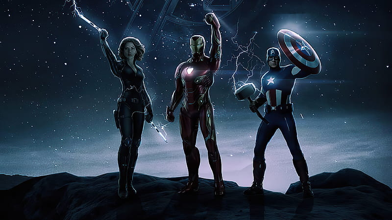 Iron Man Captain America And Black Widow , iron-man, captain-america, black-widow, superheroes, artwork, artist, HD wallpaper