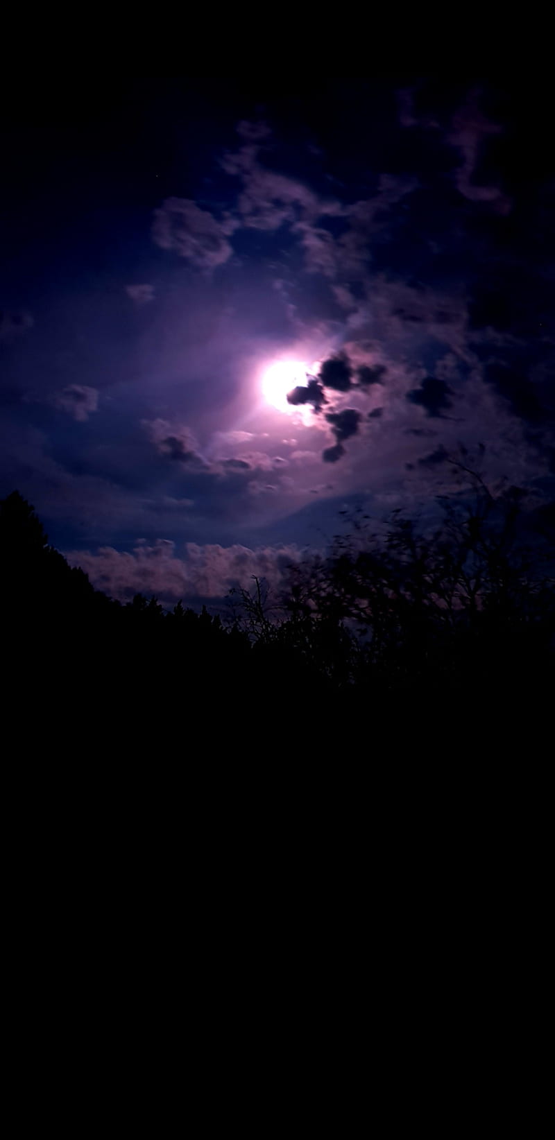 NIGHT CLOUDS, astetic, clouds, majestic, mood, moon, night, purple, HD phone wallpaper
