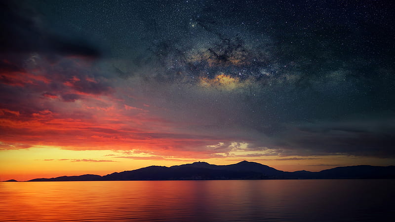 Scenery Sunset Stars, HD wallpaper