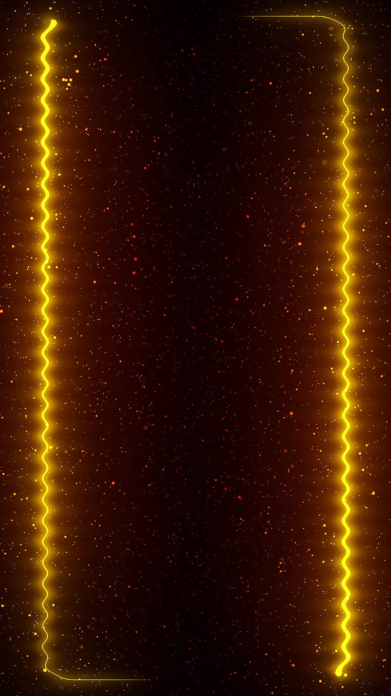 Neon curly frame, amoled, border, glow, light, night, oled, orange, star, HD phone wallpaper