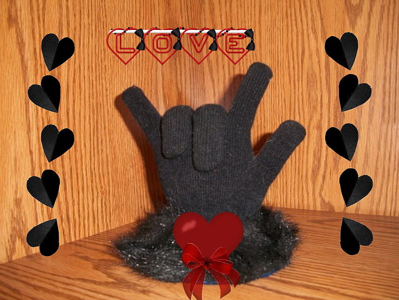 Deaf Love, hand, ily, wood, heart, HD wallpaper
