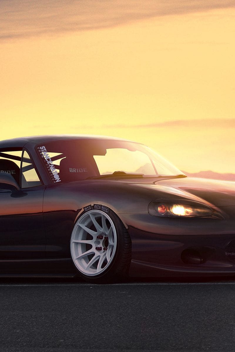Mazda, Tuning, Car, Mazda Mx 5, Stance, Sunset Iphone 4s 4 For Parallax Background, HD phone wallpaper