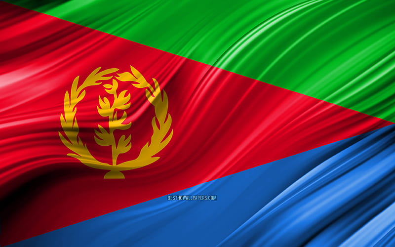 Eritrean flag, African countries, 3D waves, Flag of Eritrea, national symbols, Eritrea 3D flag, art, Africa, Eritrea, HD wallpaper