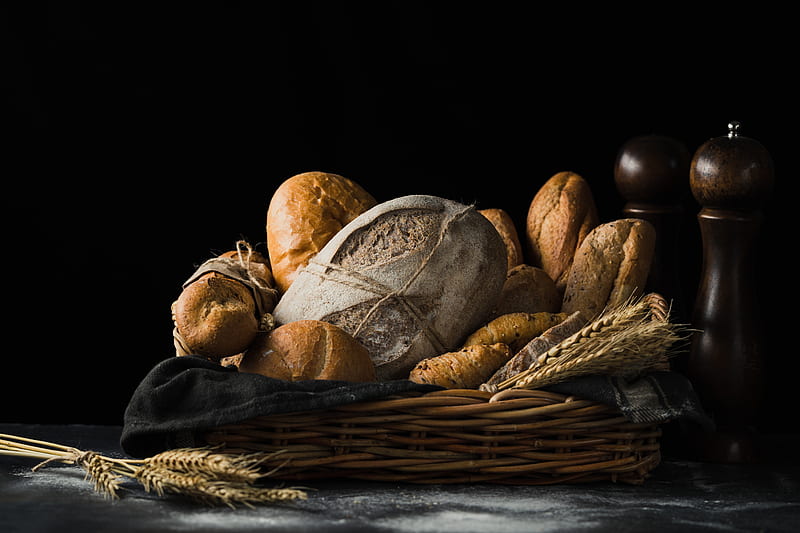 assorted breads in basket, HD wallpaper