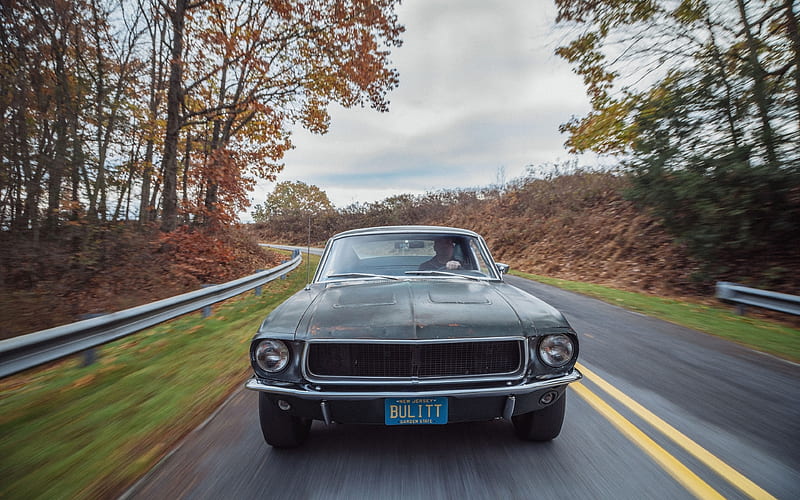 Ford Mustang Bullitt, road, 1968 cars, muscle cars, retro cars, Mustang, Ford, HD wallpaper