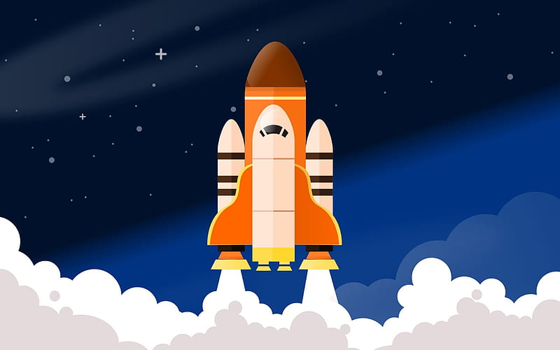 startup, rocket, flat, space, takeoff, HD wallpaper
