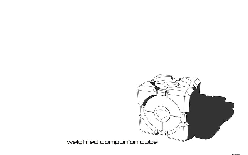 The companion cube, companion, weighted, game, best ever, cube, half life 2, portal, computer, half life, grey scales, HD wallpaper