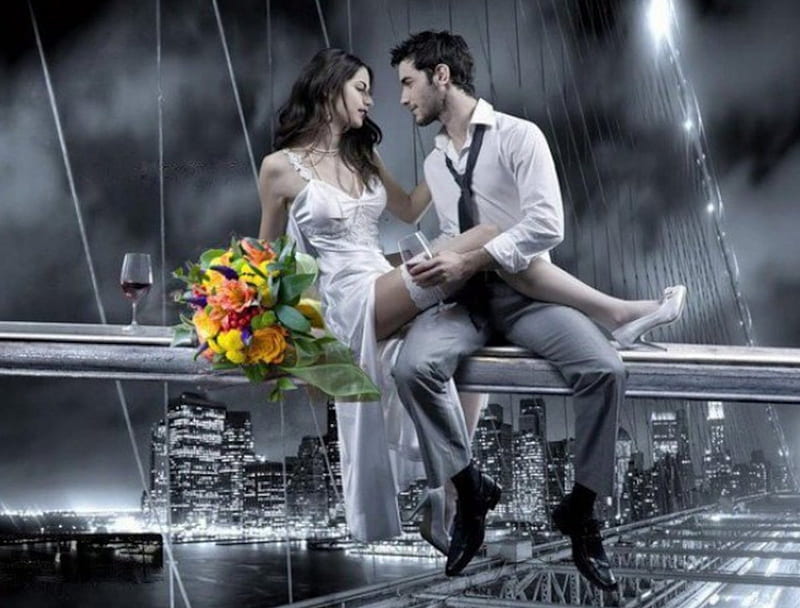 Romantic Couple, male, female, girl, model, romantic, man, mood, HD wallpaper