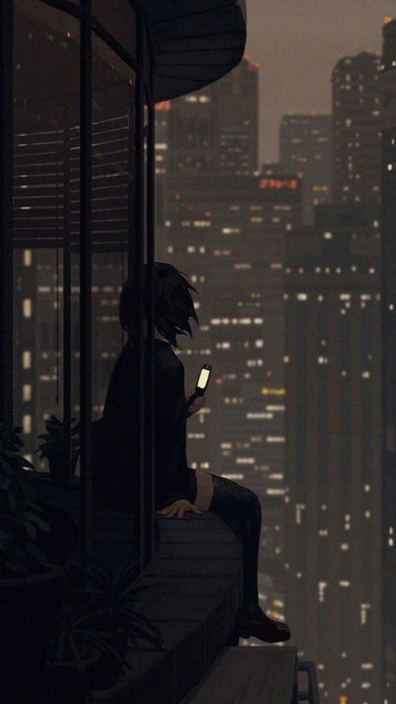 Anime Girl, city, dark, lonely, sad, HD phone wallpaper