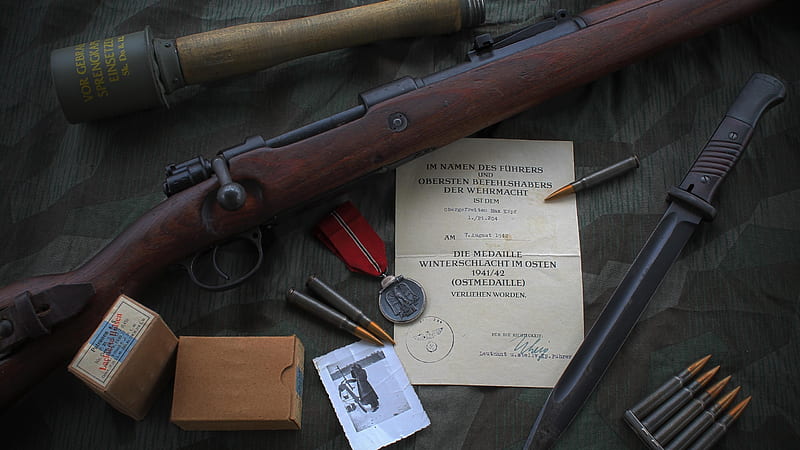 Karabiner 9 Rifle, bullets, gun, Karabiner 9, world war 2, weapon, Rifle, vintage, HD wallpaper