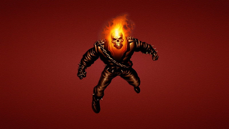 Ghost Rider, fire, flames, men, people, cartoon, HD wallpaper