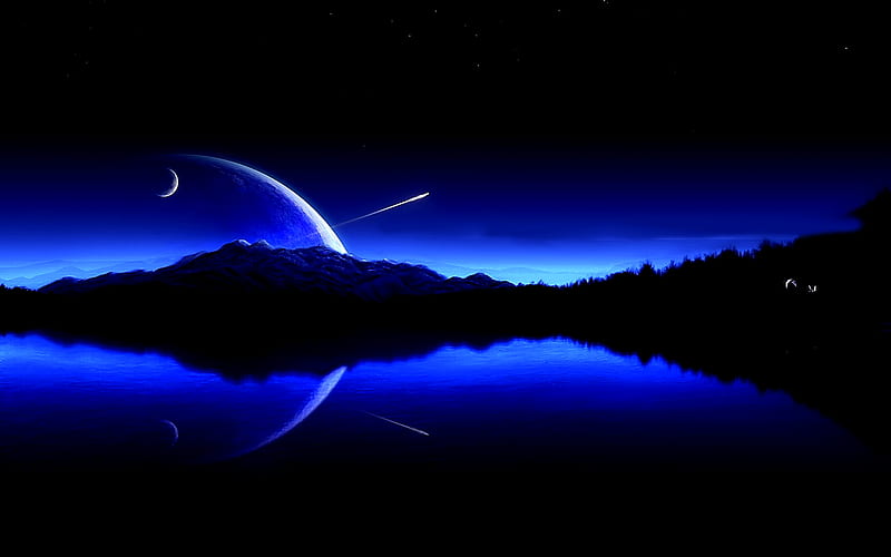 Wallpaper Anime Of The City On A Clear Night Sky With The Sky Background,  3d Abstract Space Scene With Fictional Planet, Hd Photography Photo,  Science Fiction Background Image And Wallpaper for Free