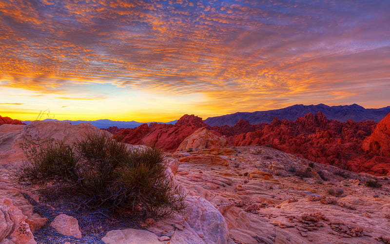 Valley Of Fire State Park, Overton, Nevada, colors, clouds, sky, mountains, rocks, HD wallpaper