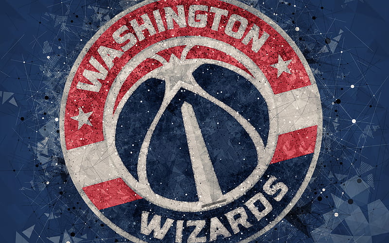 Washington Wizards creative logo, american basketball club, emblem, geometric art, NBA, blue abstract background, Washington, USA, basketball, National Basketball Association, HD wallpaper