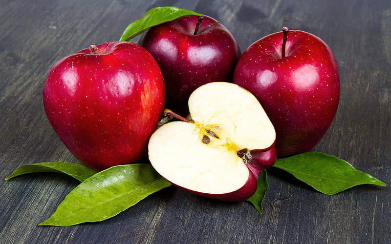 apples, fruit, ripe red apples, fresh fruit, apple, HD wallpaper