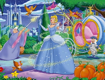 Cinderella, dress, movie, orange, woman, fantays, godmother, fantasy, girl,  anime, HD wallpaper | Peakpx