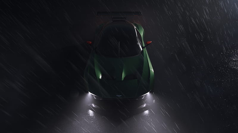 Aston Martin Vulcan In The Rain, aston-martin-vulcan-amr-pro, aston-martin, carros, 2018-cars, artist, behance, HD wallpaper