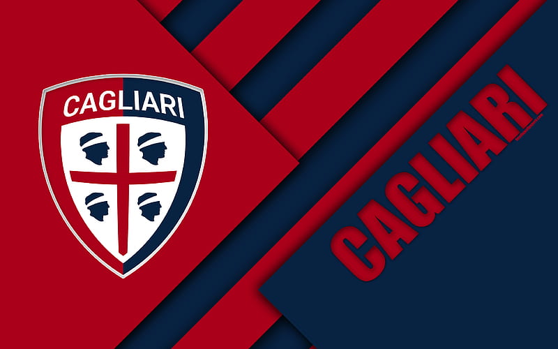 Cagliari FC, logo material design, football, Serie A, Cagliari, Italy, red blue abstraction, Italian football club, Cagliari Calcio, HD wallpaper