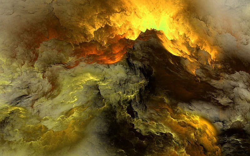 Clouds, red, art, fire, cloud, brown, texture, yellow, abstract, HD wallpaper