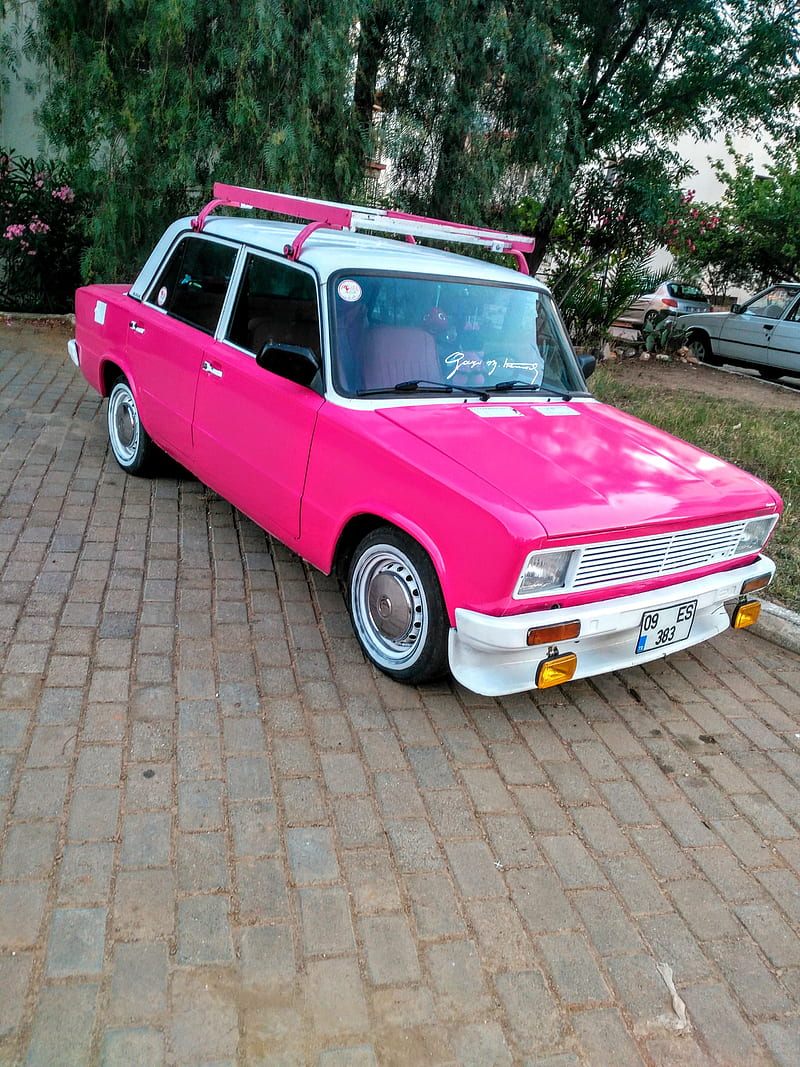 Pink Car, araba, bonito, car, carros, fiat, modified, pembe, pink, skyline, tofas, HD phone wallpaper
