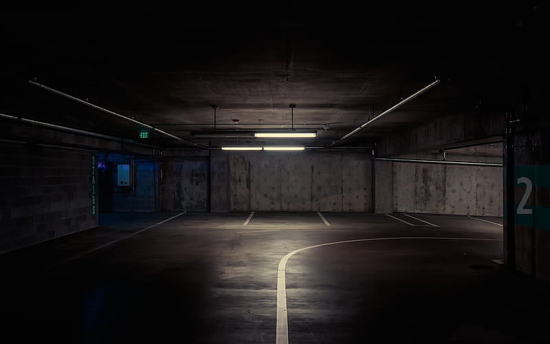 underground parking, garage, burning lantern, empty parking, choice of way concepts, HD wallpaper