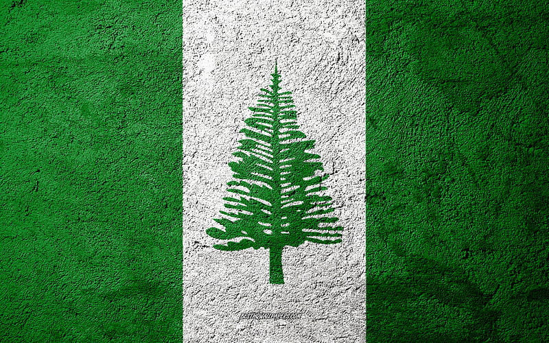 Flag of Norfolk Island, concrete texture, stone background, Norfolk Island flag, Oceania, Norfolk Island, flags on stone, HD wallpaper