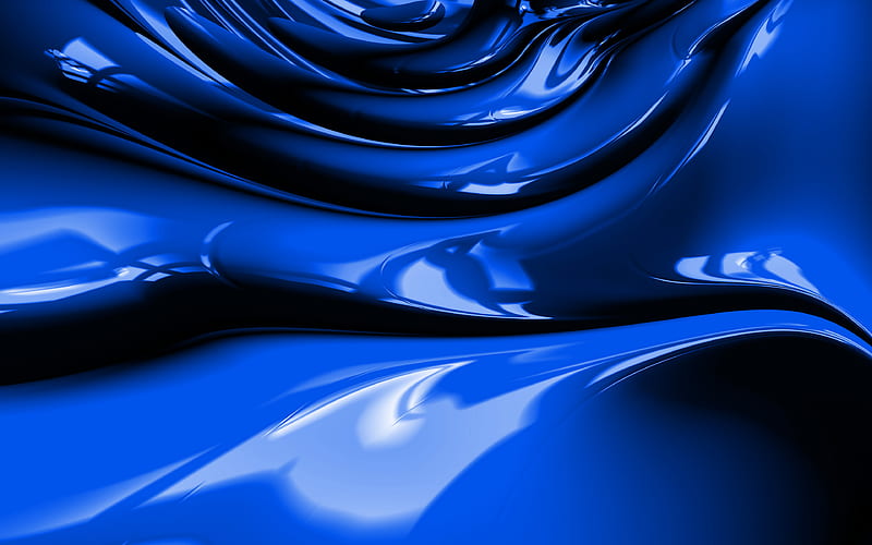 blue abstract waves, 3D art, abstract art, blue wavy background, abstract waves, surface backgrounds, blue 3D waves, creative, blue backgrounds, waves textures, HD wallpaper