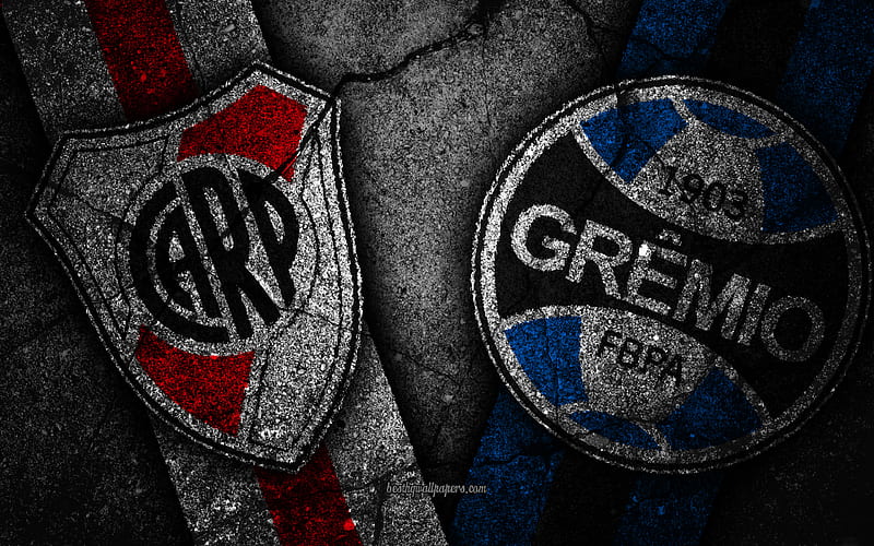River Plate vs Gremio, Copa Libertadores 2018, Semifinal, creative, River Plate FC, Gremio FC, black stone, HD wallpaper