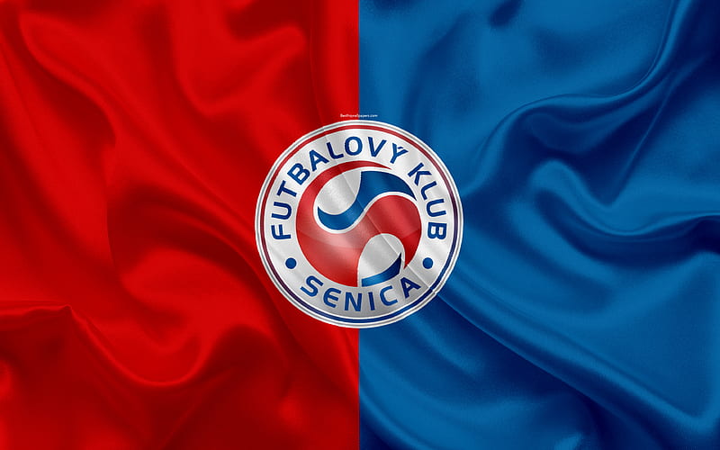 FK Senica silk texture, Slovak football club, logo, red blue flag, Fortuna liga, Senica, Slovakia, football, HD wallpaper