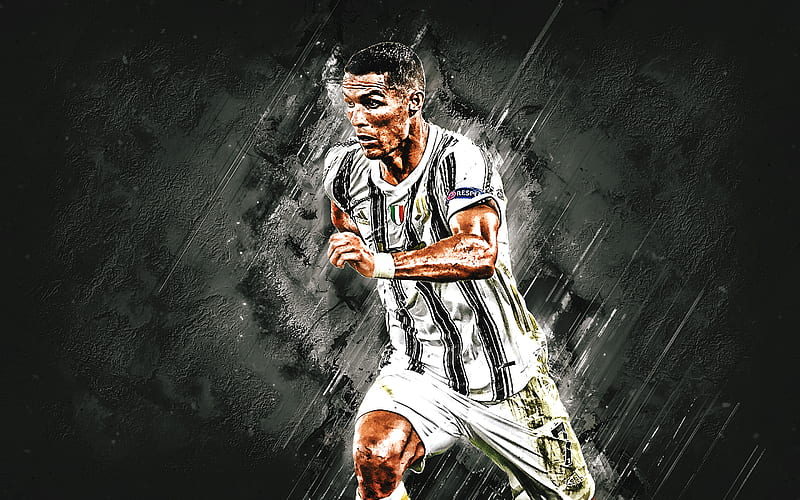 Cristiano Ronaldo, portrait, Juventus FC, Champions League, football, CR7, gray stone background, HD wallpaper