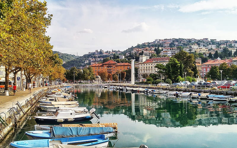 Harbor in Rijeka, Croatia, Croatia, water, boats, harbor, HD wallpaper
