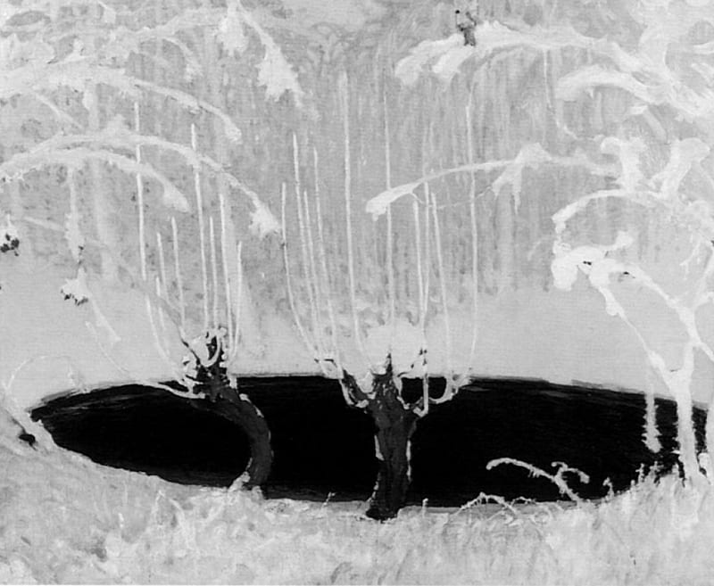 A winter tale, frozen trees, winter white, black hole, HD wallpaper