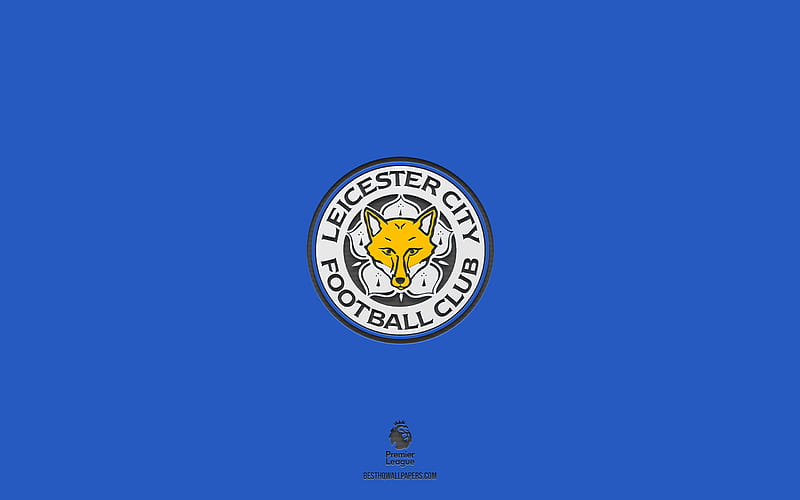 Leicester City FC, blue background, English football team, Leicester City FC emblem, Premier League, England, football, Leicester City FC logo, HD wallpaper